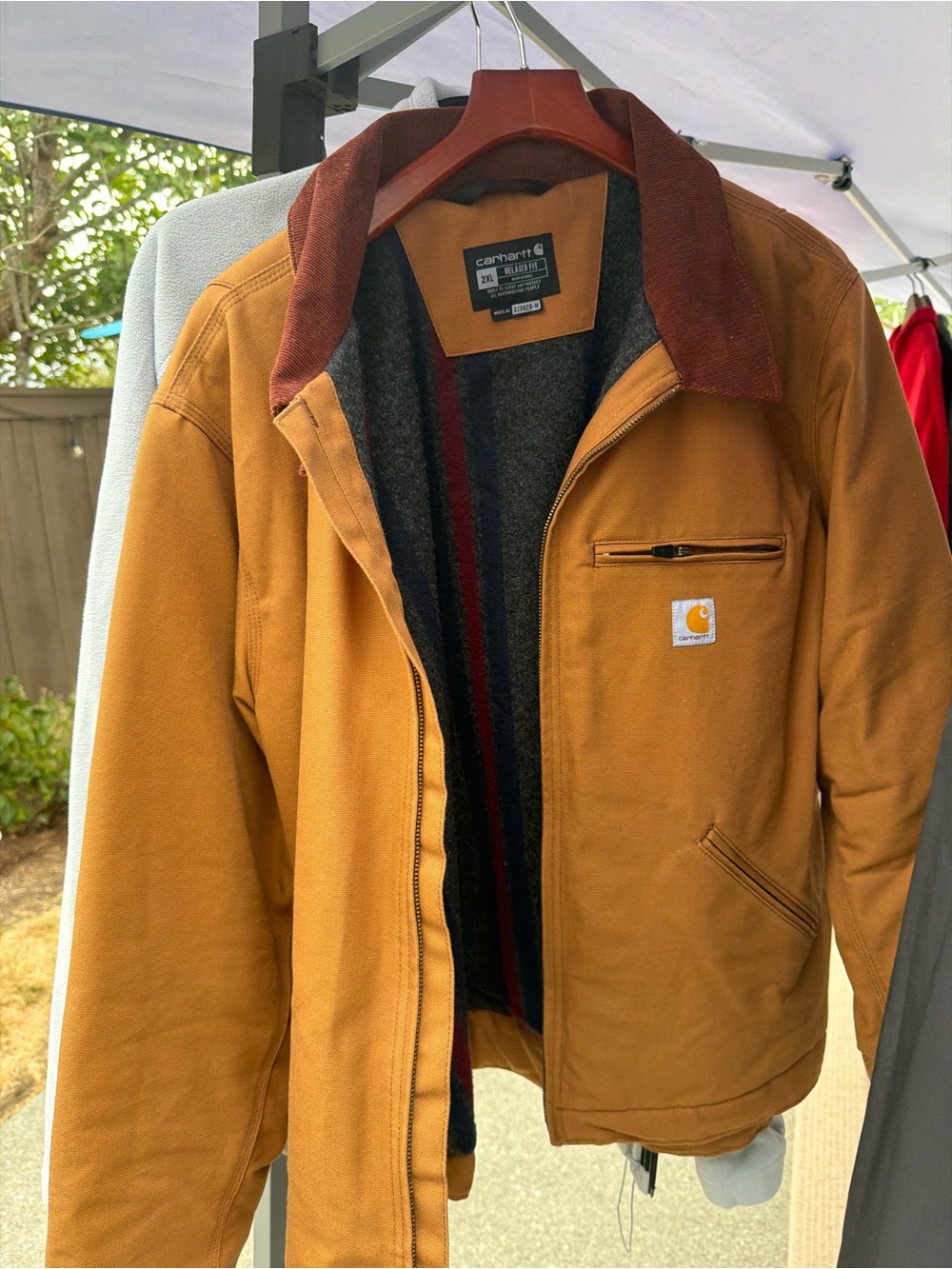 Carhartt Men's Tan/Brown Duck Canvas Jacket with Corduroy Collar